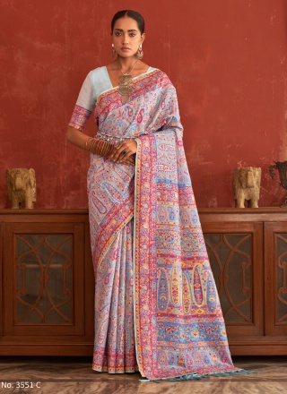 Multi Colour Pashnima Silk Classic Saree