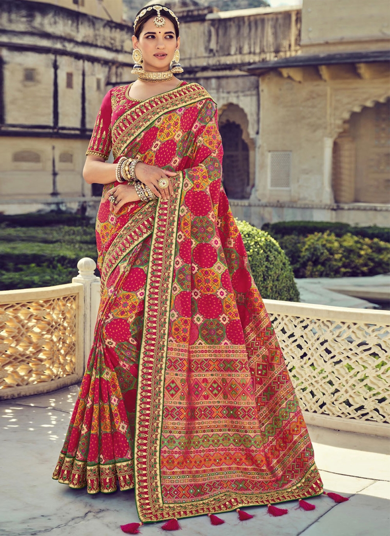 Multi Colour Patola Silk  Handwork Designer Traditional Saree