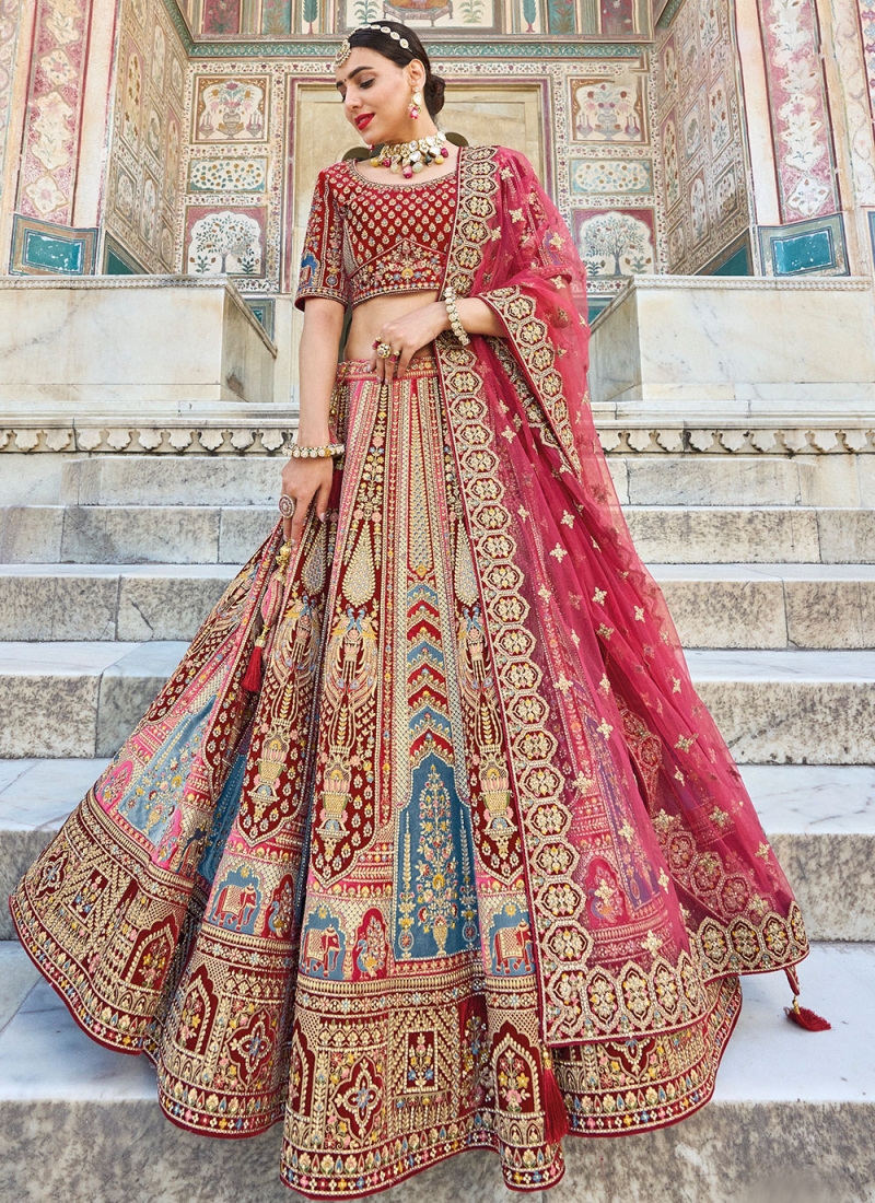 Multi Colour Resham Silk Trendy Lehenga Choli