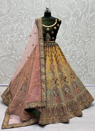 Multi Colour Sequins Wedding A Line Lehenga Choli