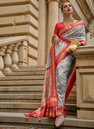 Multi Colour Silk Patola Print Classic Saree