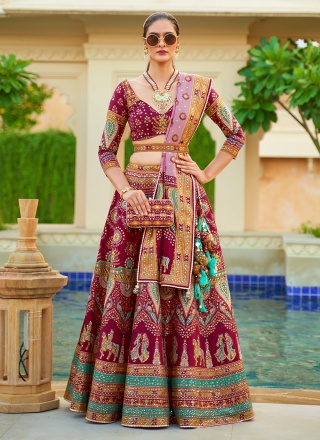 Multi Colour Silk Readymade Lehenga Choli