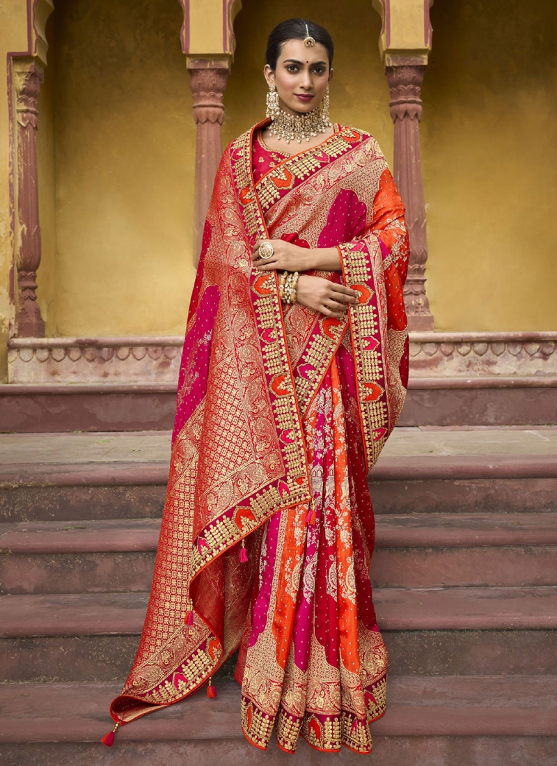 Multi Colour Silk Wedding Classic Saree