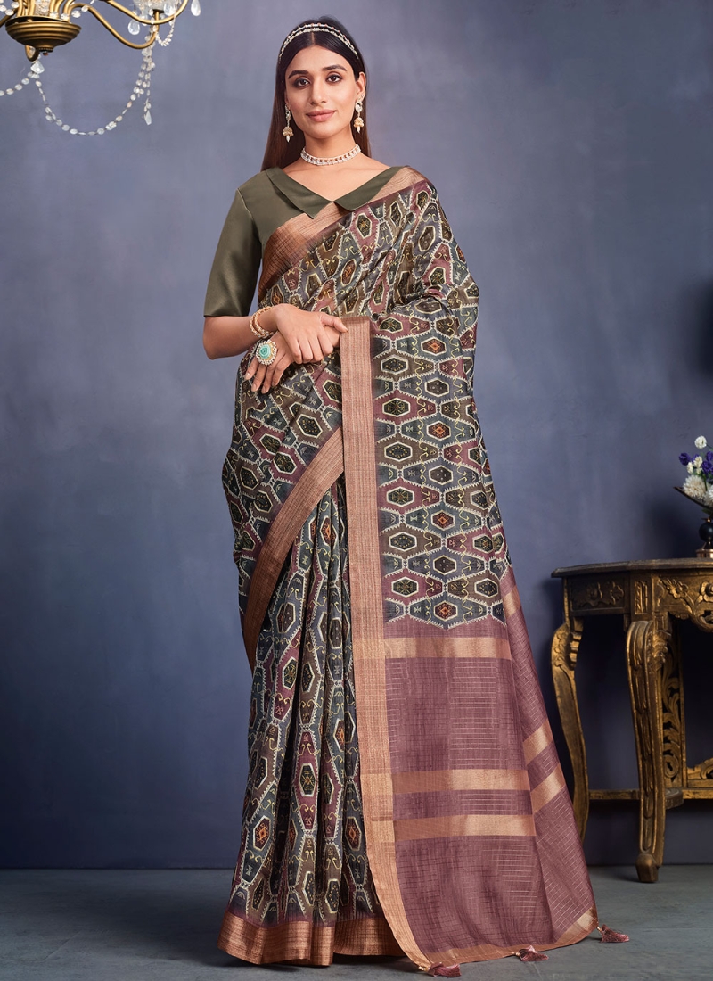 Multi Colour Tussar Silk Trendy Saree