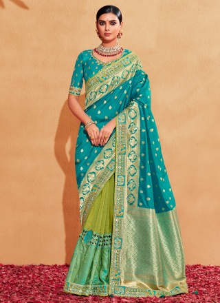 Multi Colour Weaving Silk Half N Half  Saree