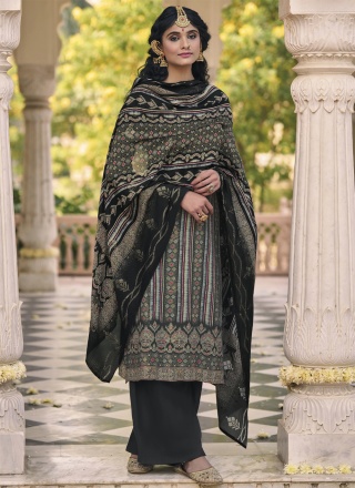 Muslin Black Designer Salwar Kameez