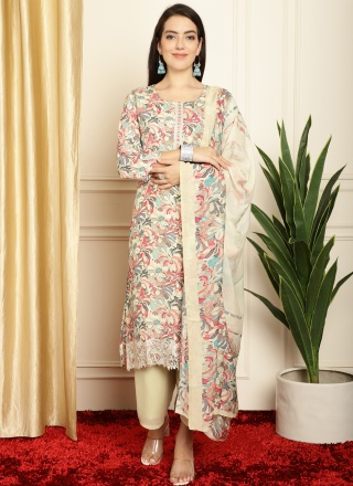 Muslin Digital Print Trendy Salwar Suit in Multi Colour