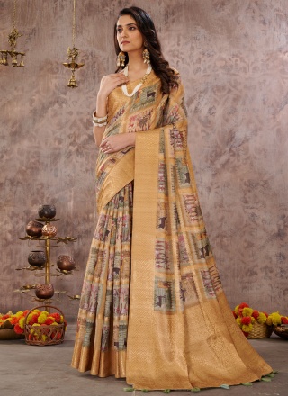 Mustard Color Designer Saree