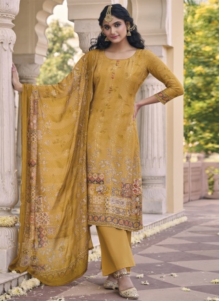 Mustard Muslin Festival Designer Salwar Kameez