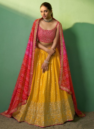 Mustard Sequins Lehenga Choli