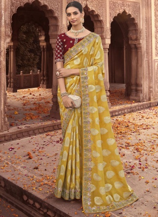 Mustard Viscose Contemporary Saree