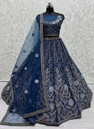 Navy Blue Bridal Designer Lehenga Choli