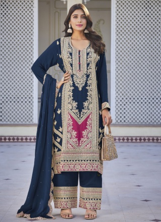 Navy Blue Sequins Wedding Trendy Salwar Suit