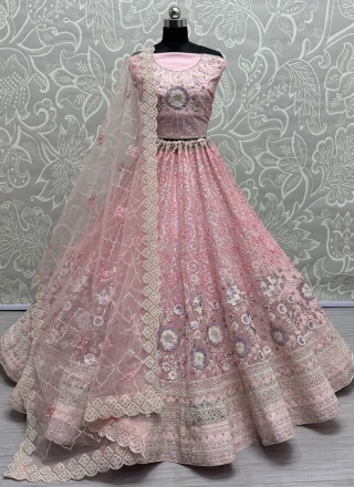 Net Dori Work Trendy Lehenga Choli in Pink