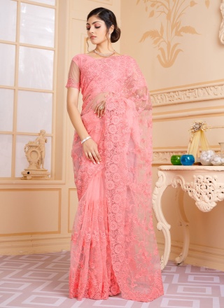 Net Peach Trendy Saree