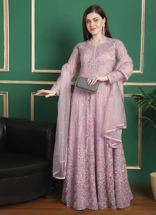 Net Purple Trendy Salwar Kameez