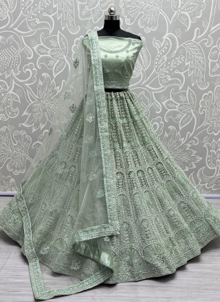 Net Sea Green Dori Work A Line Lehenga Choli