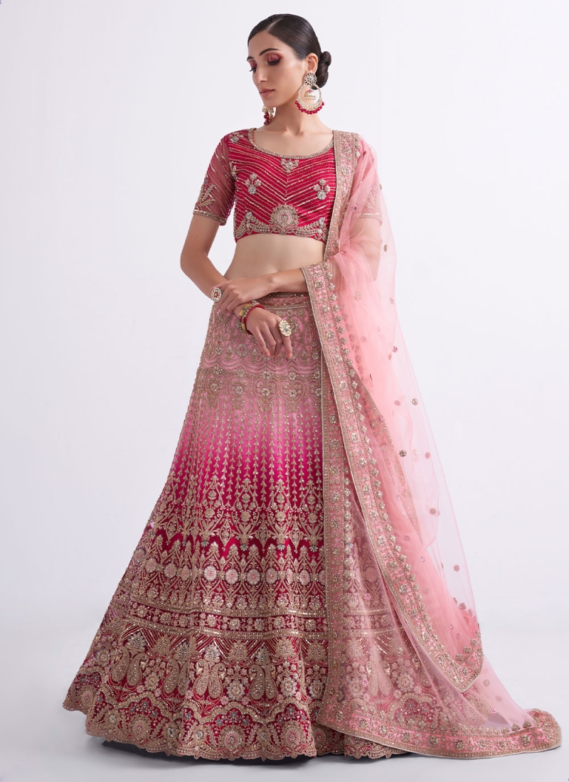 Net Sequins Pink Designer Lehenga Choli