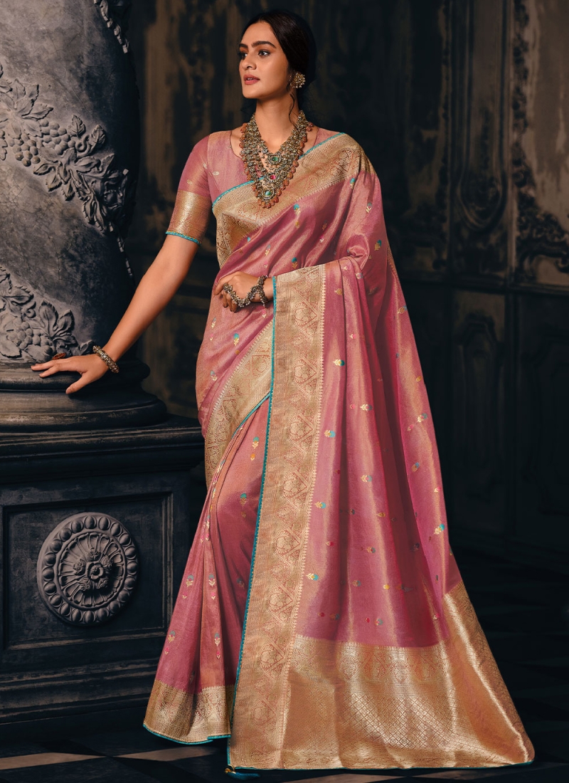 Nice Weaving Silk Pink Saree