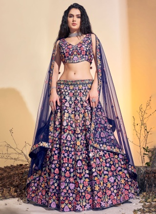 Noble Multi Colour Handwork Long Choli Lehenga