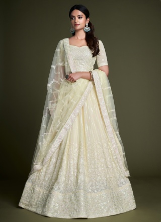 Off White Georgette Lehenga Choli