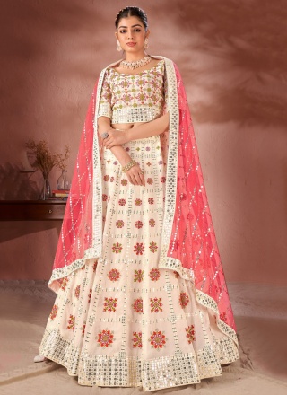 Off White Georgette Sequins Designer Lehenga Choli