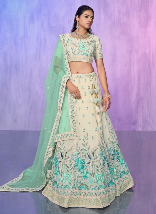 Off White Reception Georgette Designer Lehenga Choli