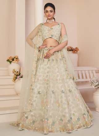 Off White Thread Trendy Lehenga Choli