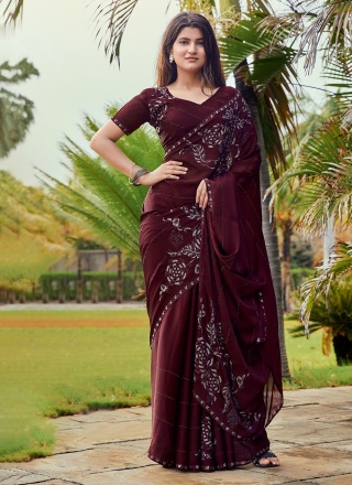 Opulent Burgundy Border Traditional Saree