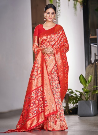 Orange Border Designer Saree