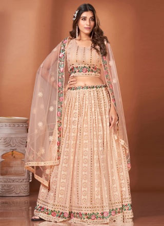 Orange Viscose Party Long Choli Lehenga