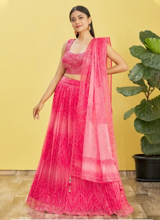 Organza Embroidered Designer Lehenga Choli in Magenta