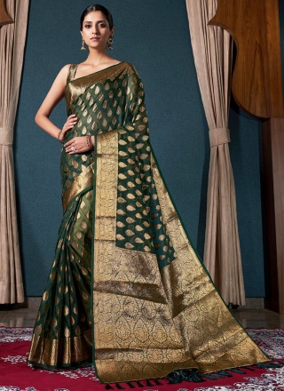 Organza Green Designer Saree