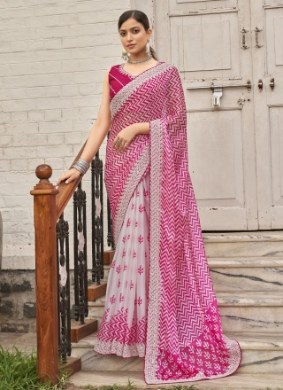 Organza Pink Classic Saree