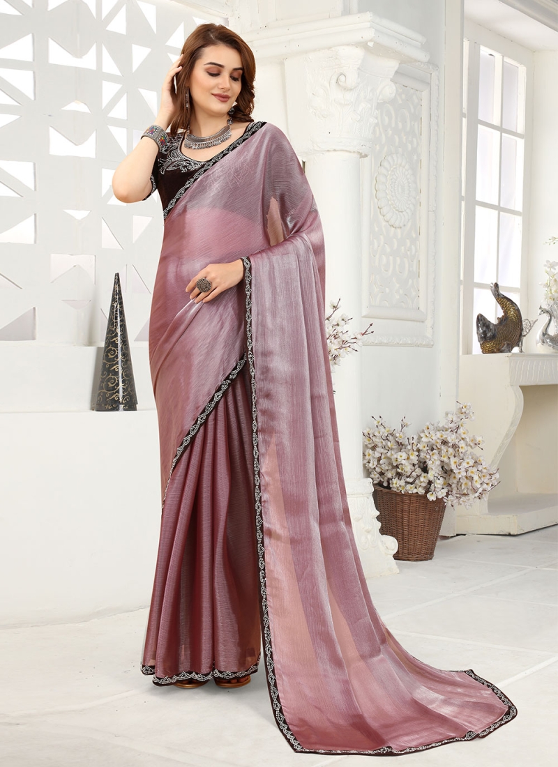 Organza Purple Contemporary Saree