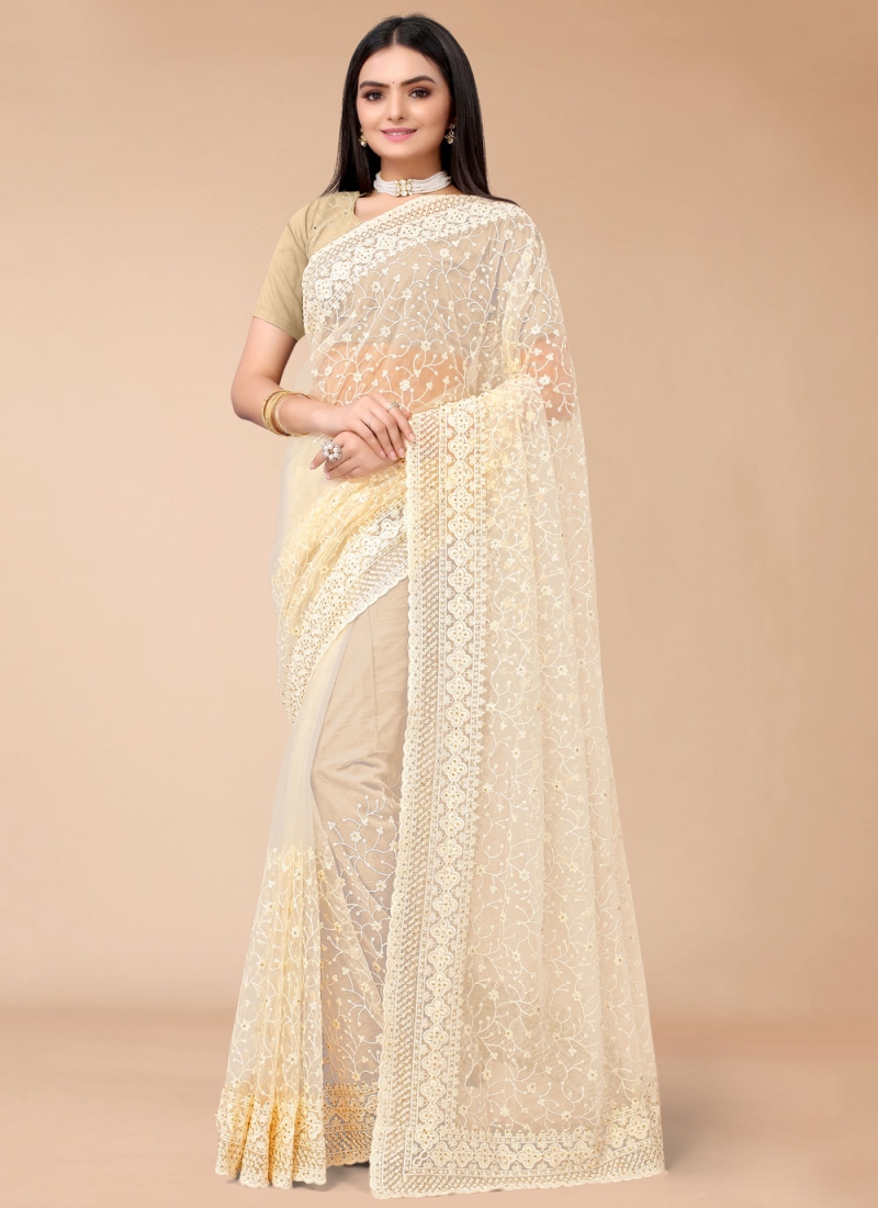 Orphic Beige Party Contemporary Style Saree