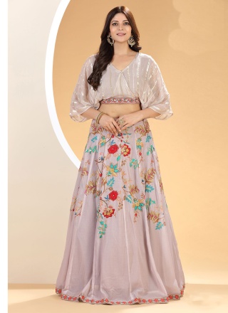 Orphic Beige Printed A Line Lehenga Choli