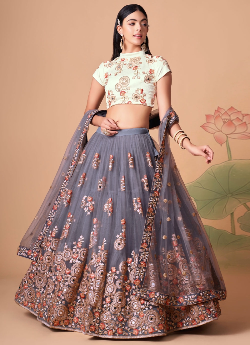 Paramount Net Mirror A Line Lehenga Choli