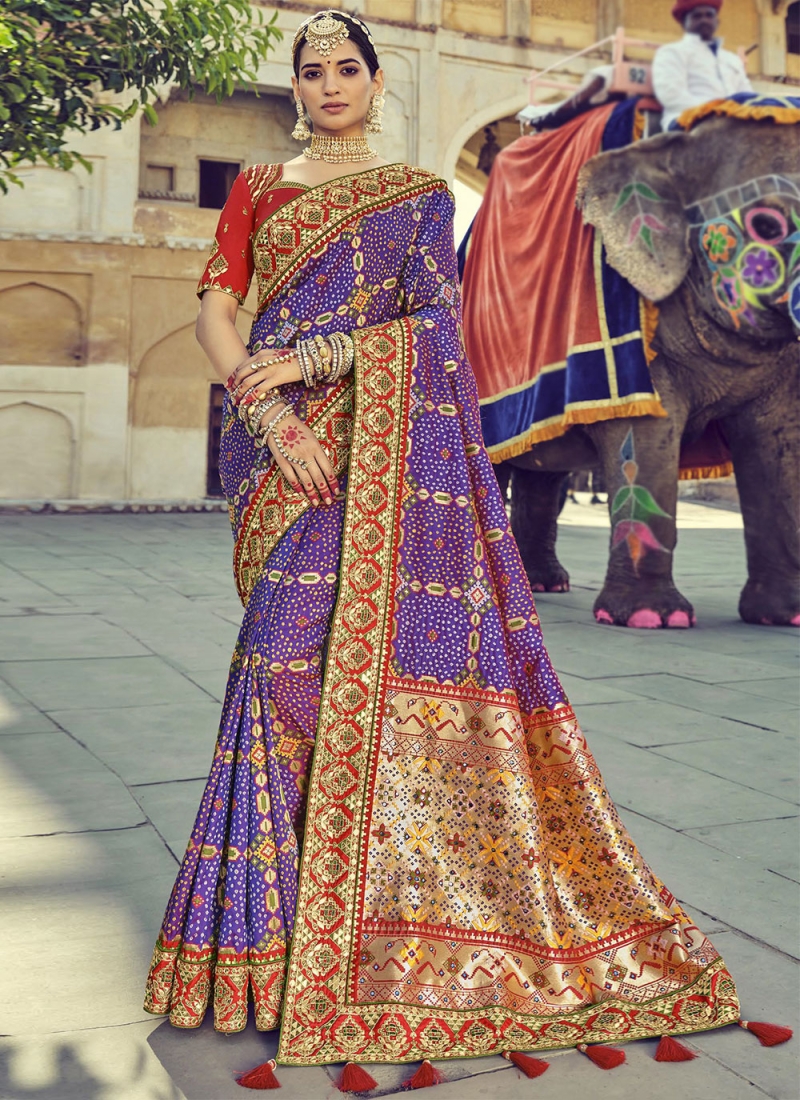 Patola Silk  Designer Traditional Saree in Lavender