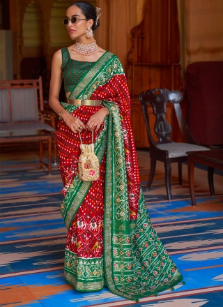 Patola Silk  Red Classic Designer Saree