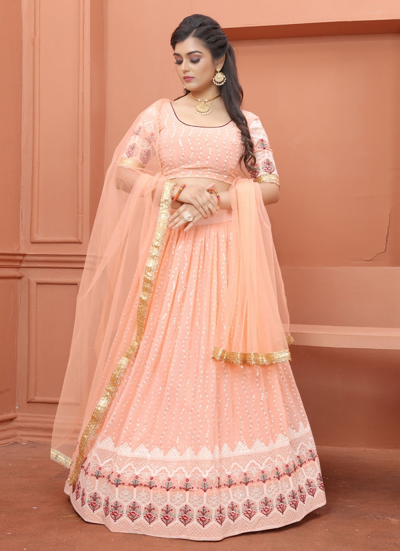 Peach Color A Line Lehenga Choli