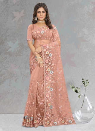 Peach Cord Party Designer Saree