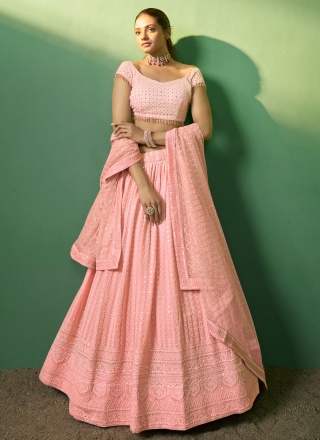 Peach Reception Designer Lehenga Choli