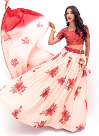 Peach Viscose Trendy Lehenga Choli