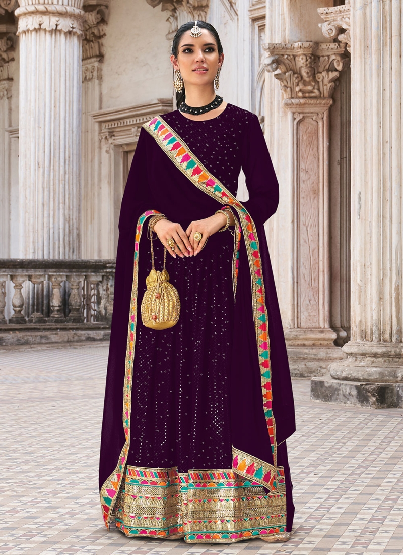 Peppy Sequins Purple Anarkali Salwar Kameez