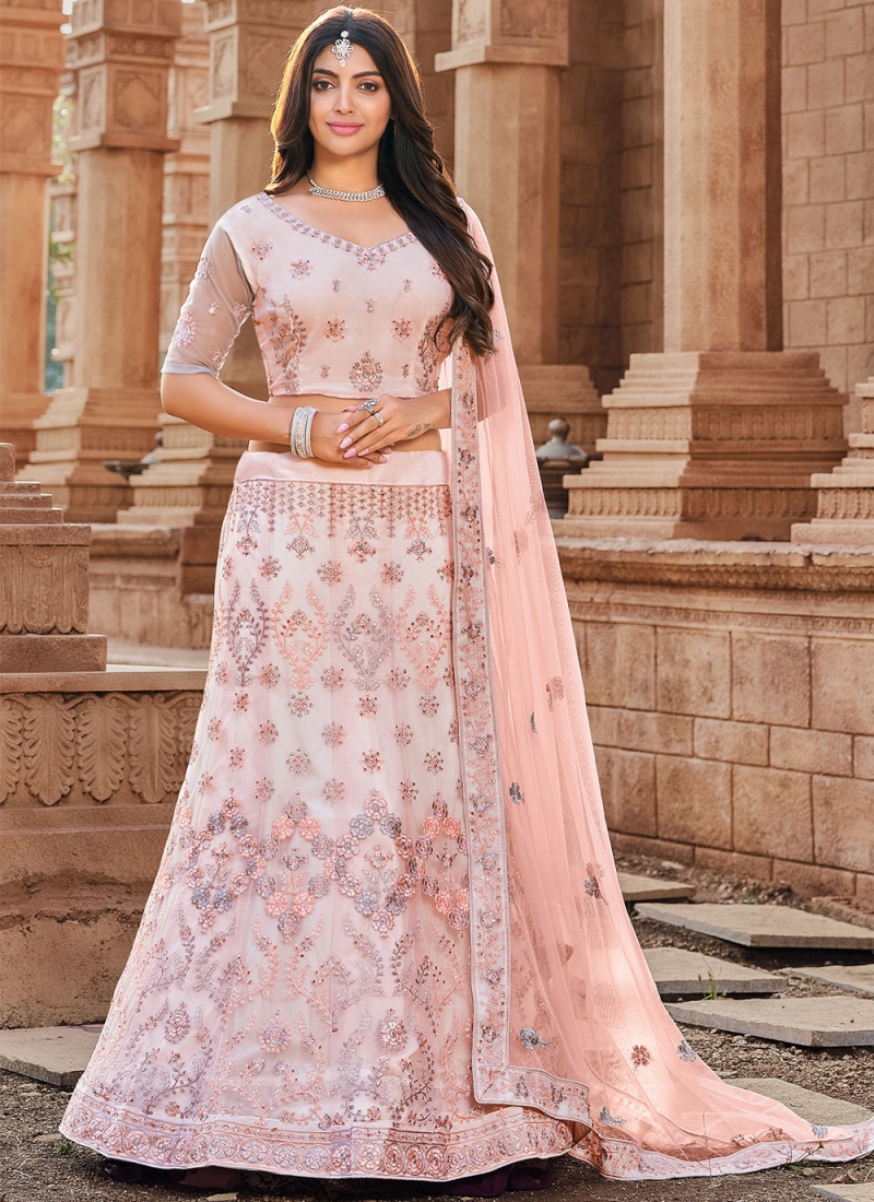 Phenomenal Peach Net Lehenga Choli