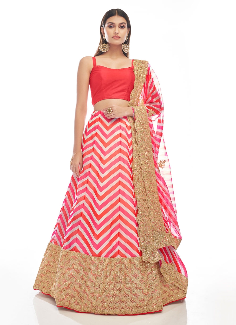 Pink Art Silk Wedding Lehenga Choli