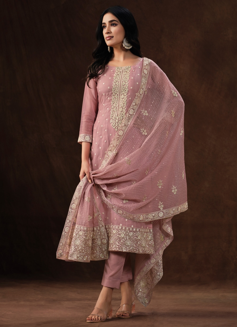 Heavy Salwar Suit in Pink Color Georgette With Rich Look Sequence Dupatta  in USA, UK, Malaysia, South Africa, Dubai, Singapore