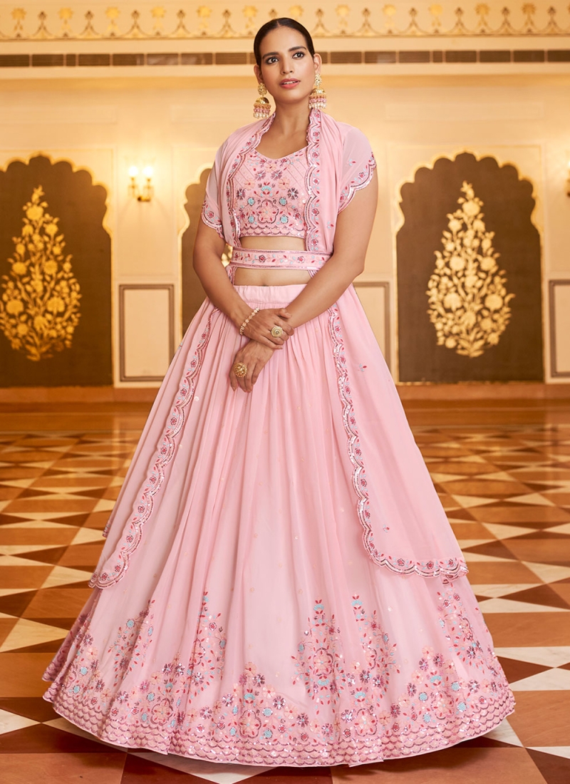 Pink Embroidered Designer Lehenga Choli