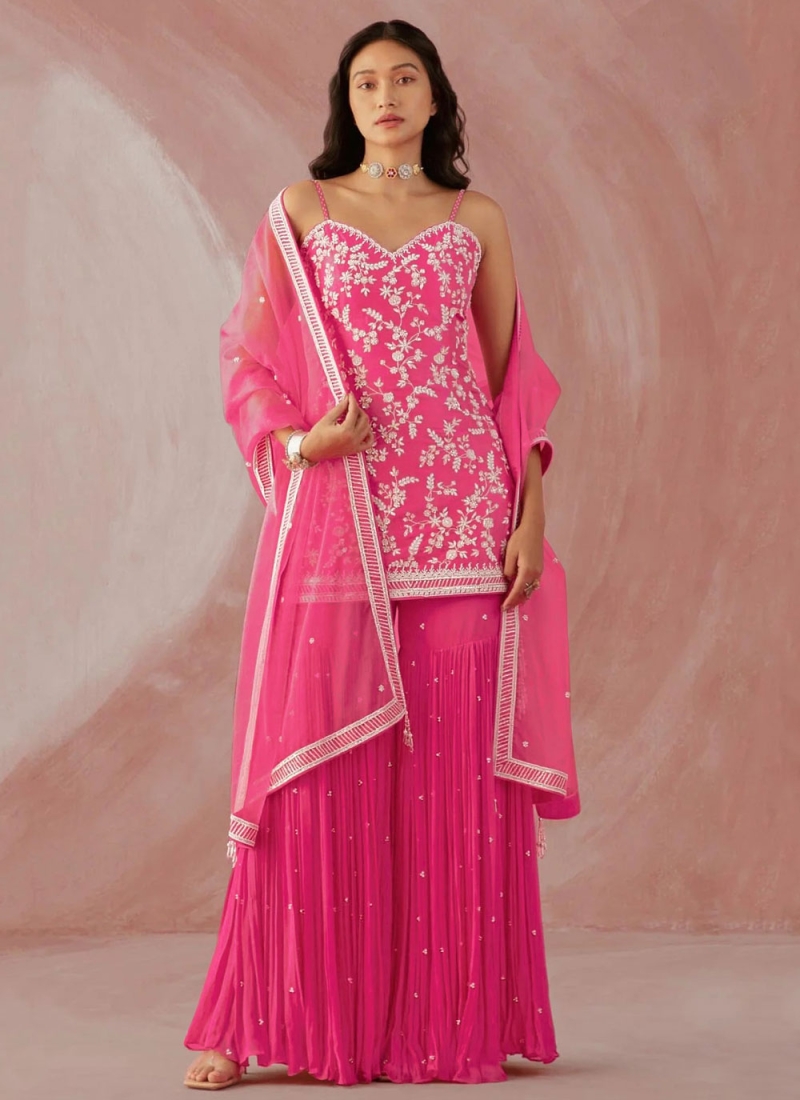 Pink Embroidered Party Designer Salwar Kameez